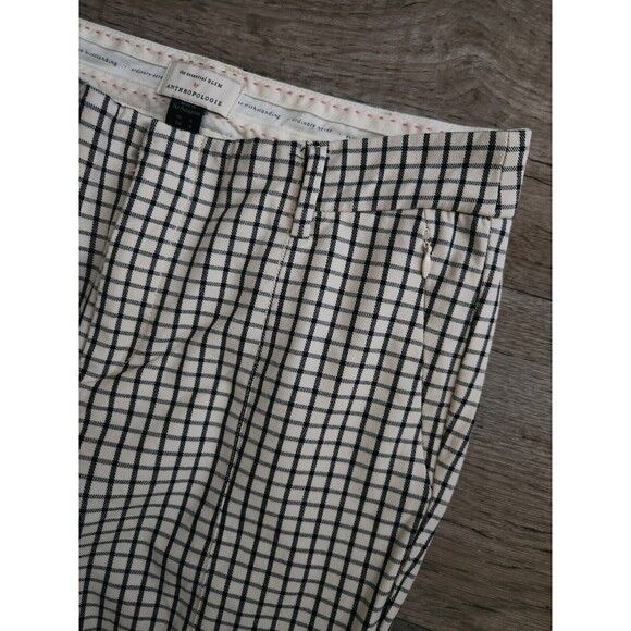 ANTHROPOLOGIE Essential Slim Pants Size 4 Womens Black/White Checkered Stretchy - Picture 3 of 9